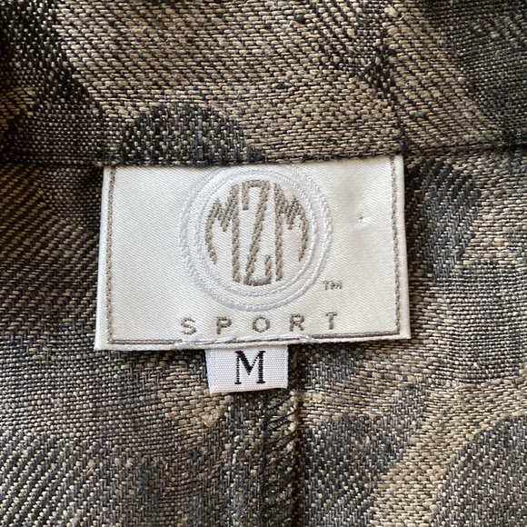 Gray Army Print Linen Blazer/ Jacket - Picture 8 of 10